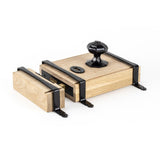 This is an image showing From The Anvil - Black Oak Box Lock & Octagonal Knob Set available from T.H Wiggans Architectural Ironmongery in Kendal, quick delivery and discounted prices