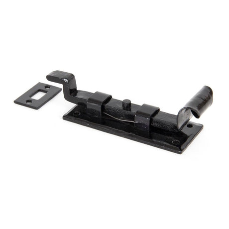 This is an image showing From The Anvil - Black 4" Cranked Door Bolt available from T.H Wiggans Architectural Ironmongery in Kendal, quick delivery and discounted prices