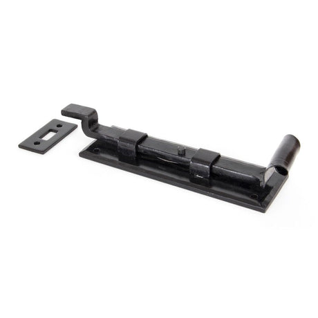 This is an image showing From The Anvil - Black 6" Cranked Door Bolt available from T.H Wiggans Architectural Ironmongery in Kendal, quick delivery and discounted prices