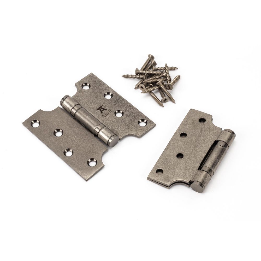 This is an image showing From The Anvil - Pewter 4" x 2" x 4" Parliament Hinge (pair) ss available from T.H Wiggans Architectural Ironmongery, quick delivery and discounted prices