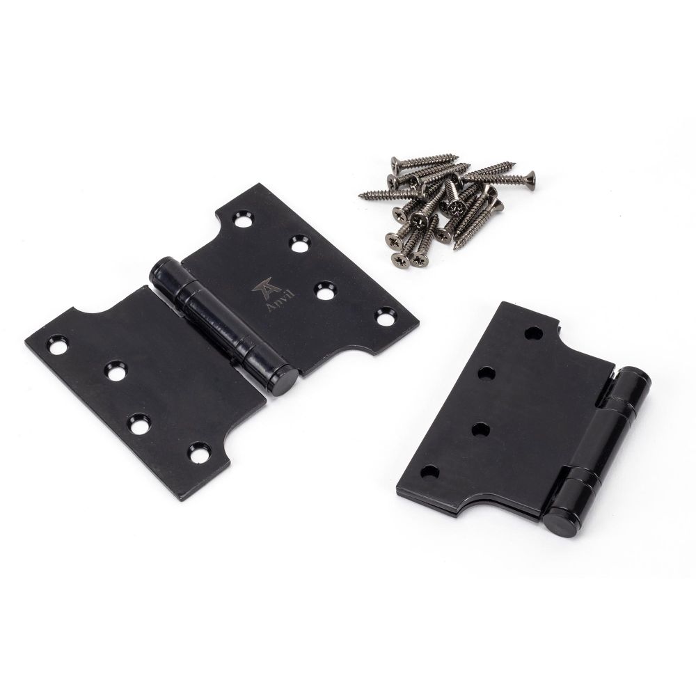 This is an image showing From The Anvil - Black 4" x 3" x 5" Parliament Hinge (pair) ss available from T.H Wiggans Architectural Ironmongery, quick delivery and discounted prices