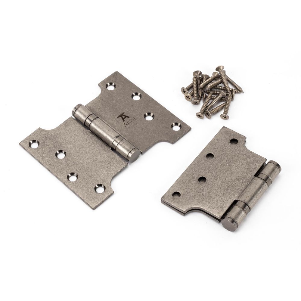 This is an image showing From The Anvil - Pewter 4" x 3" x 5" Parliament Hinge (pair) ss available from T.H Wiggans Architectural Ironmongery, quick delivery and discounted prices