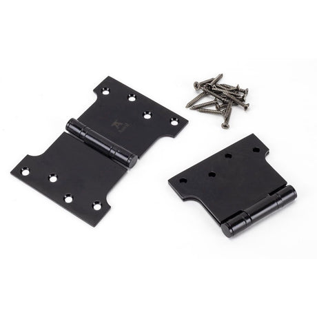 This is an image showing From The Anvil - Black 4" x 4" x 6" Parliament Hinge (pair) ss available from T.H Wiggans Architectural Ironmongery, quick delivery and discounted prices