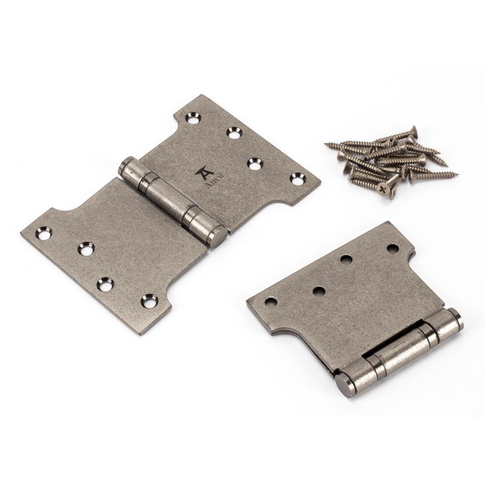 This is an image showing From The Anvil - Pewter 4" x 4" x 6" Parliament Hinge (pair) ss available from T.H Wiggans Architectural Ironmongery, quick delivery and discounted prices