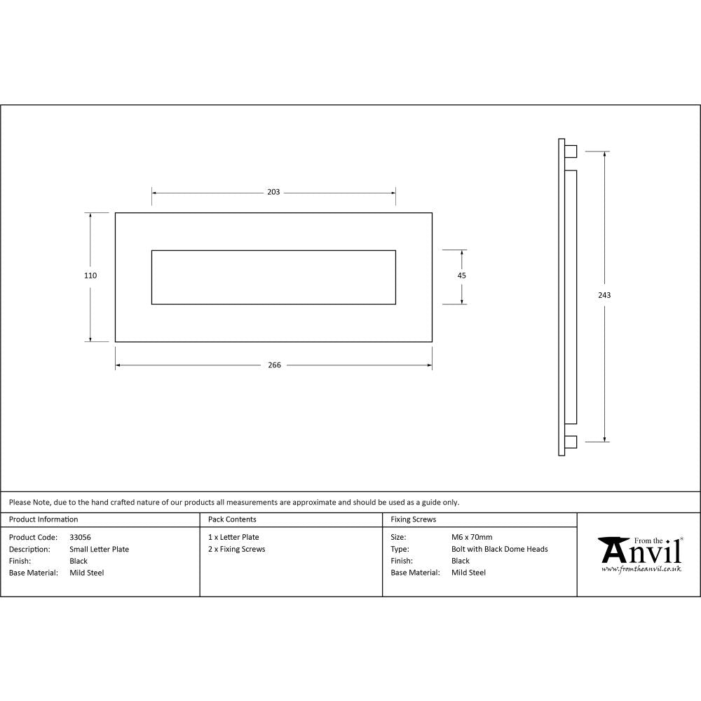 This is an image showing From The Anvil - Black Small Letter Plate available from trade door handles, quick delivery and discounted prices