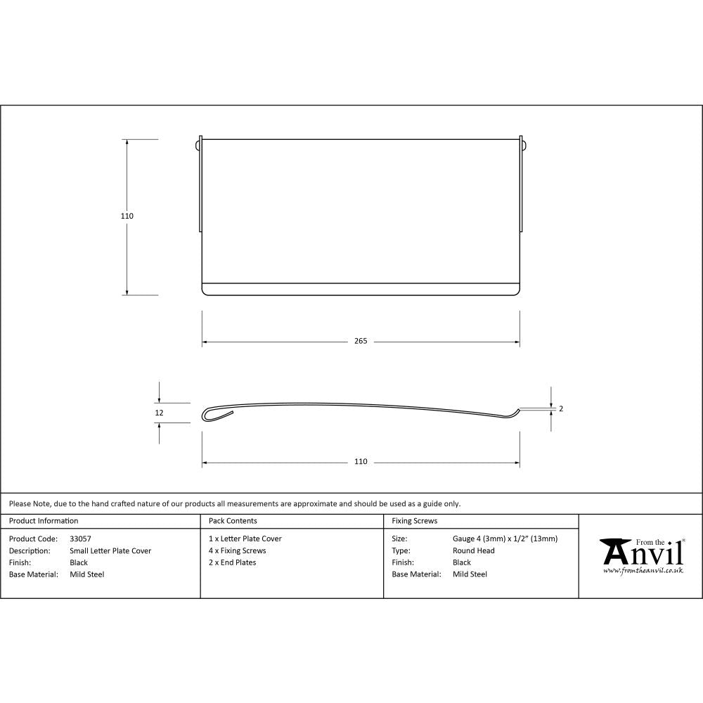 This is an image showing From The Anvil - Black Small Letter Plate Cover available from trade door handles, quick delivery and discounted prices