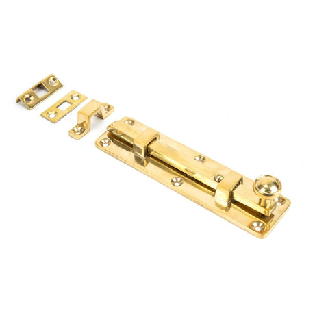 This is an image showing From The Anvil - Polished Brass 6" Universal Bolt available from T.H Wiggans Architectural Ironmongery in Kendal, quick delivery and discounted prices
