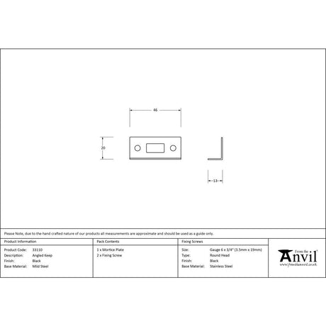 This is an image showing From The Anvil - Black Angled Keep available from trade door handles, quick delivery and discounted prices