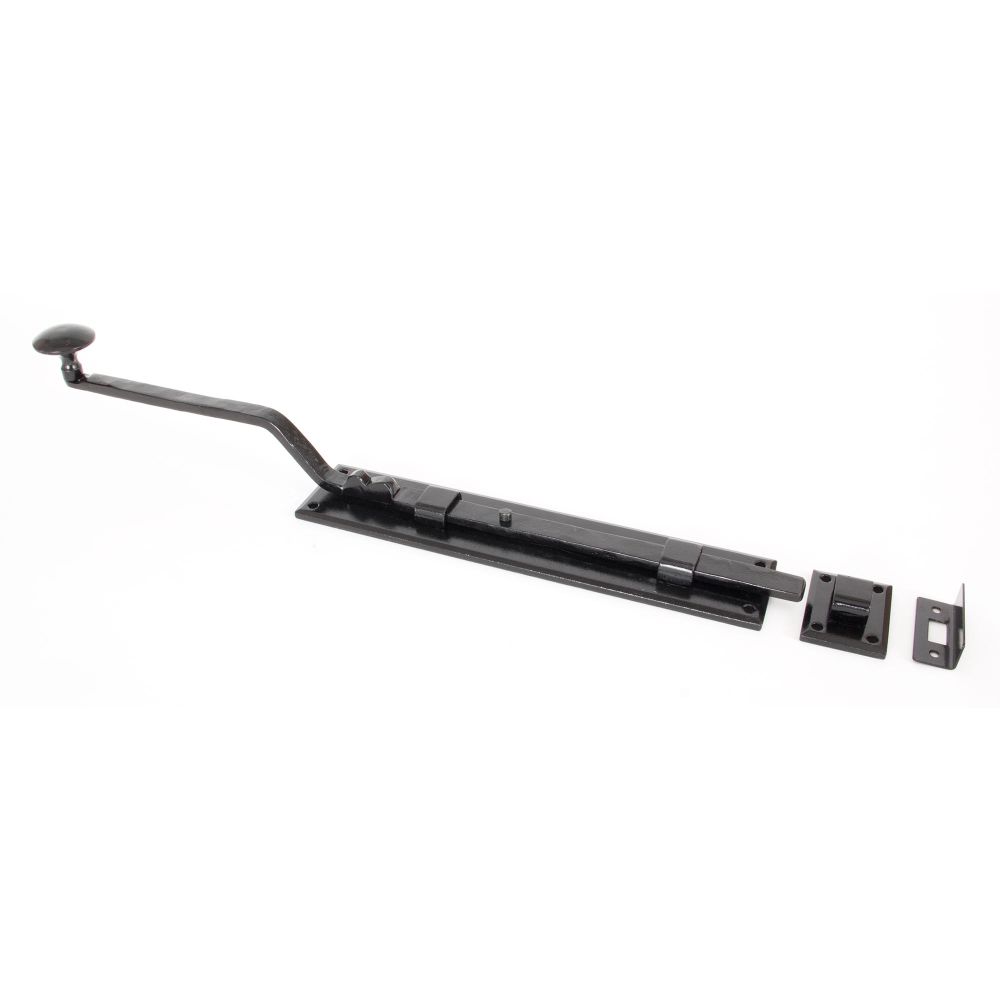 This is an image showing From The Anvil - Black 10" French Door Bolt available from T.H Wiggans Architectural Ironmongery in Kendal, quick delivery and discounted prices