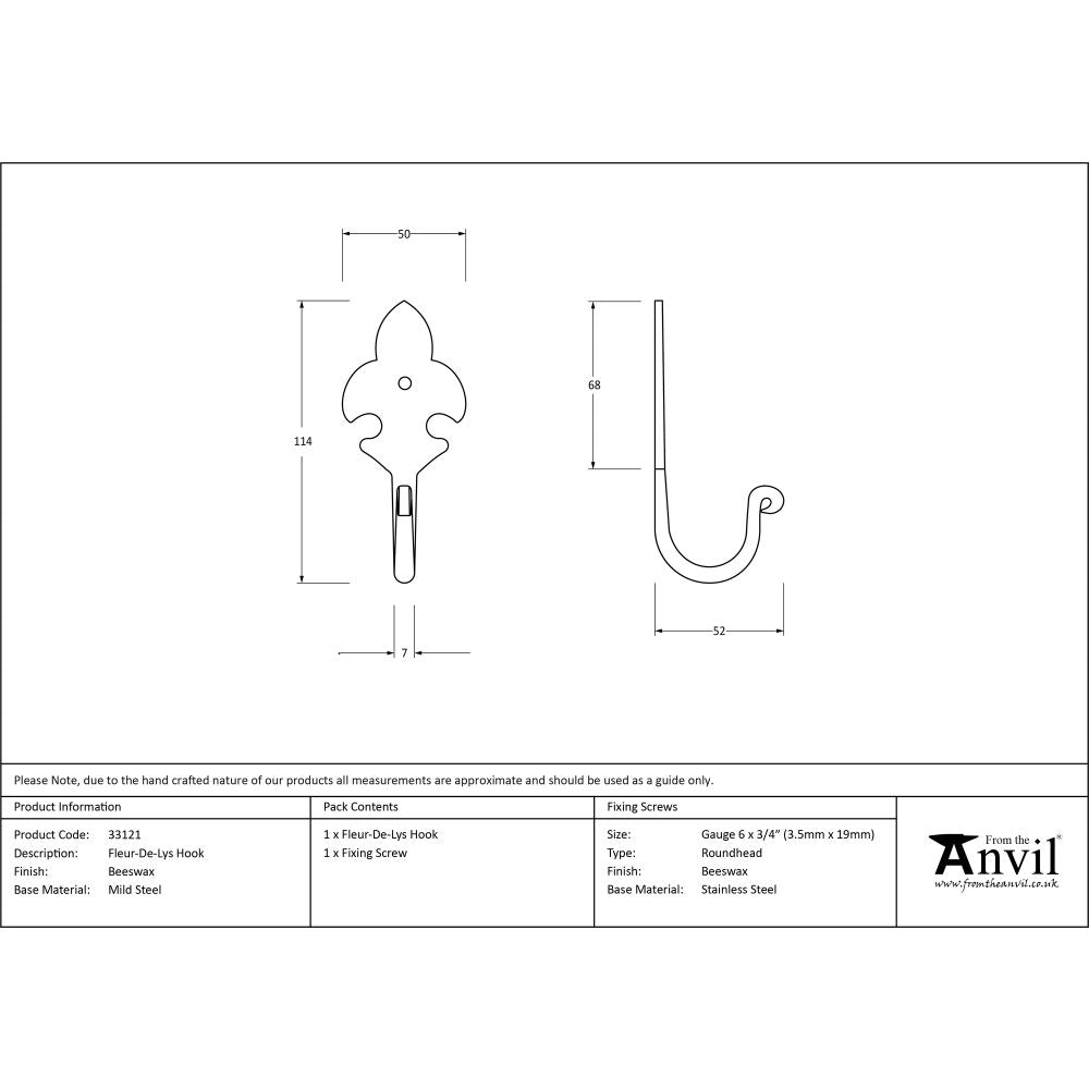 This is an image showing From The Anvil - Beeswax Fleur-De-Lys Coat Hook available from trade door handles, quick delivery and discounted prices