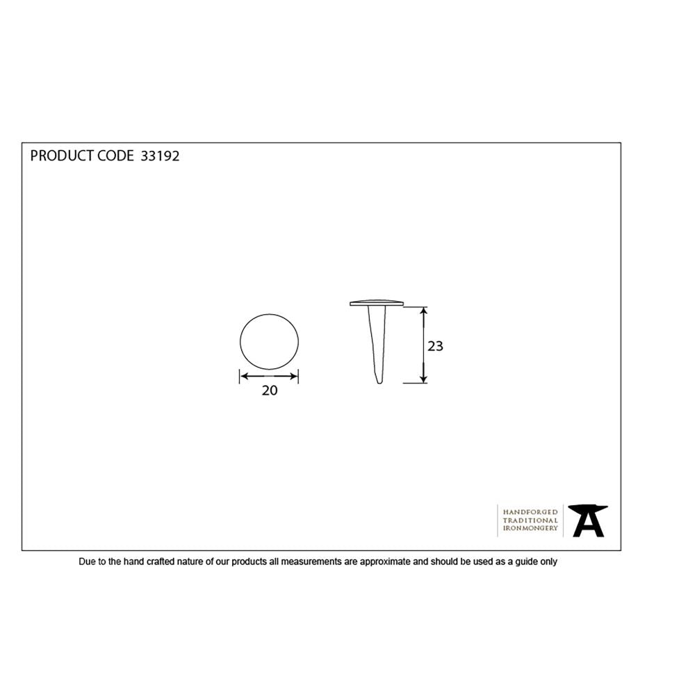 This is an image showing From The Anvil - Beeswax 1" Handmade Nail (20mm HD DIA) available from trade door handles, quick delivery and discounted prices