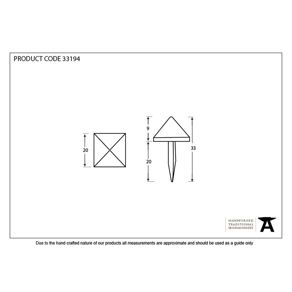 This is an image showing From The Anvil - Black Pyramid Door Stud - Medium available from trade door handles, quick delivery and discounted prices