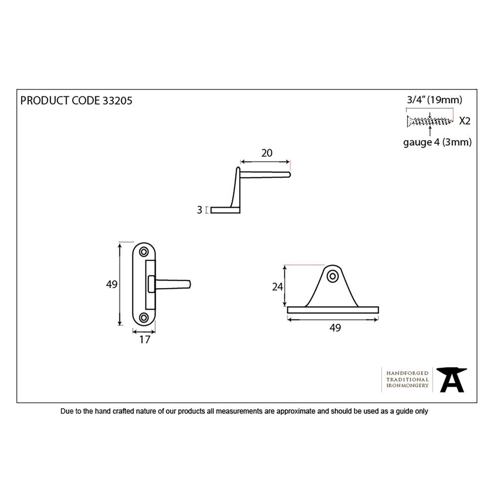 This is an image showing From The Anvil - Black Cranked Casement Stay Pin available from T.H Wiggans Architectural Ironmongery in Kendal, quick delivery and discounted prices