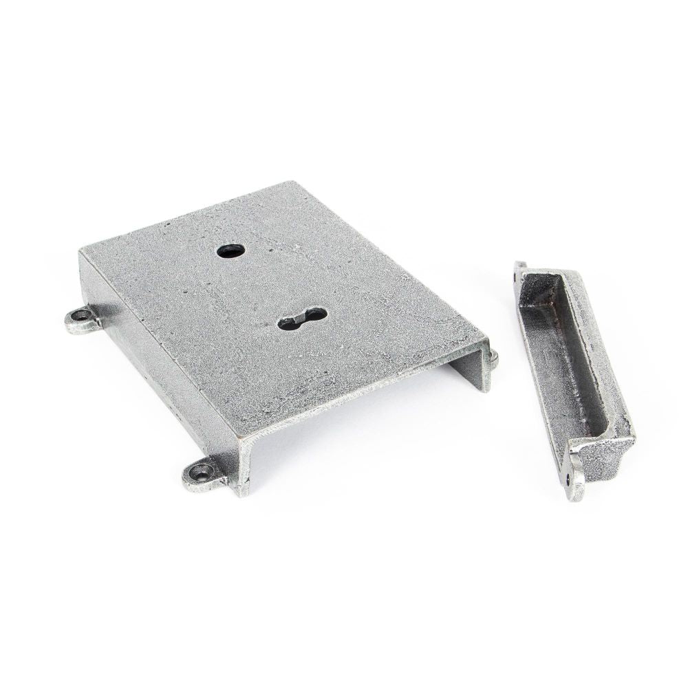 This is an image showing From The Anvil - Pewter Rim Lock & Cast Iron Cover available from T.H Wiggans Architectural Ironmongery in Kendal, quick delivery and discounted prices