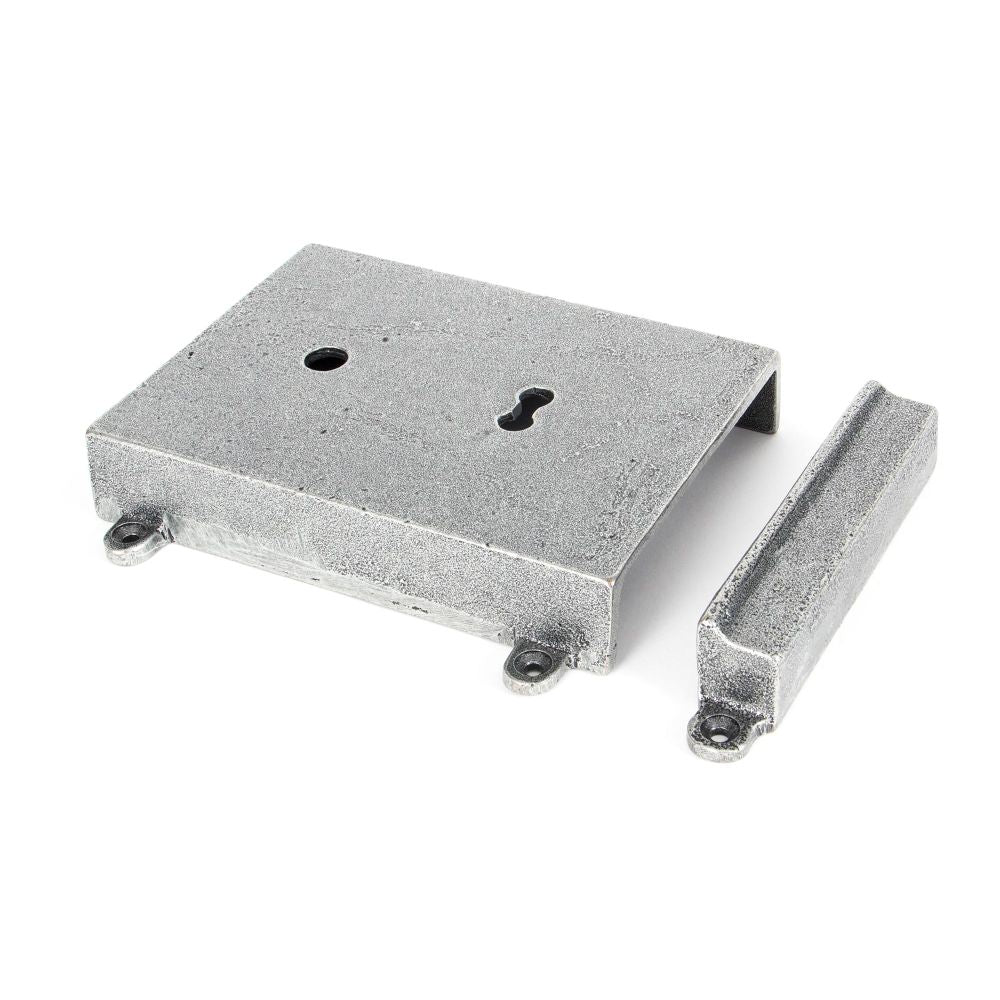 This is an image showing From The Anvil - Pewter Rim Lock & Cast Iron Cover available from T.H Wiggans Architectural Ironmongery in Kendal, quick delivery and discounted prices