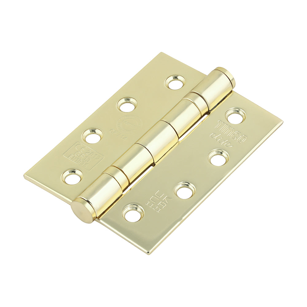 This is an image showing TIMCO Grade 13 Fire Door Hinges - Electro Brass Stainless Steel - 101 x 76 x 3 - 3 Pieces Box available from T.H Wiggans Ironmongery in Kendal, quick delivery at discounted prices.