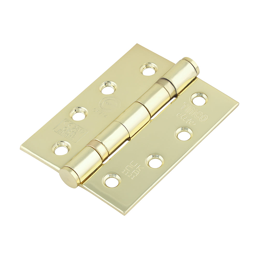 This is an image showing TIMCO Grade 13 Fire Door Hinges - Electro Brass Stainless Steel - 101 x 76 x 3 - 2 Pieces Box available from T.H Wiggans Ironmongery in Kendal, quick delivery at discounted prices.