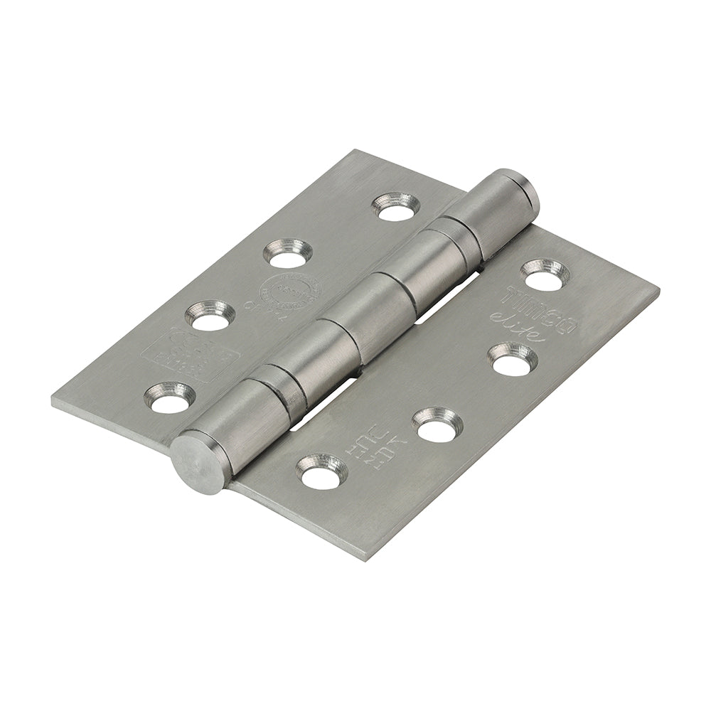 This is an image showing TIMCO Grade 13 Fire Door Hinges - Satin Stainless Steel - 101 x 76 x 3 - 2 Pieces Blister Pack available from T.H Wiggans Ironmongery in Kendal, quick delivery at discounted prices.