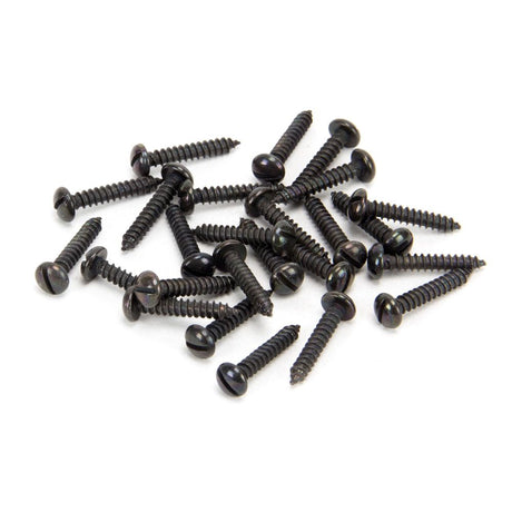 This is an image showing From The Anvil - Black 6 x 3/4" Round Head Screws (25) available from T.H Wiggans Architectural Ironmongery in Kendal, quick delivery and discounted prices