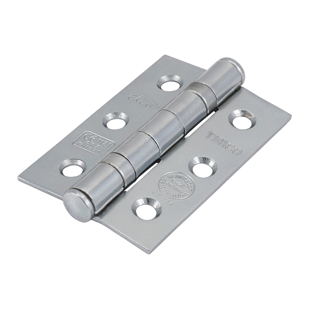 This is an image showing TIMCO Grade 7 Ball Bearing Fire Door Hinges - Polished Chrome - 76 x 50 x 2.0 - 2 Pieces TIMpac available from T.H Wiggans Ironmongery in Kendal, quick delivery at discounted prices.