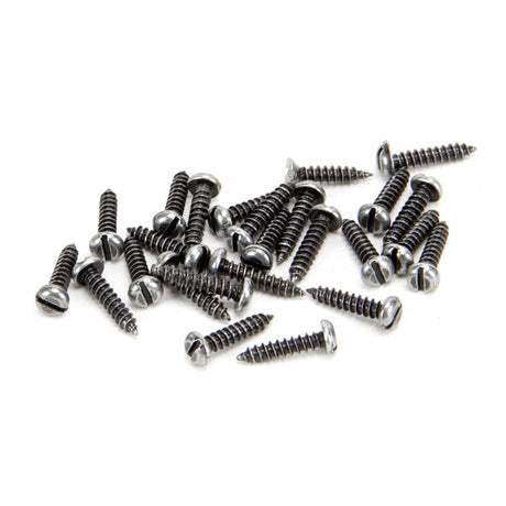 This is an image showing From The Anvil - Pewter 4 x 1/2" Round Head Screws (25) available from T.H Wiggans Architectural Ironmongery in Kendal, quick delivery and discounted prices