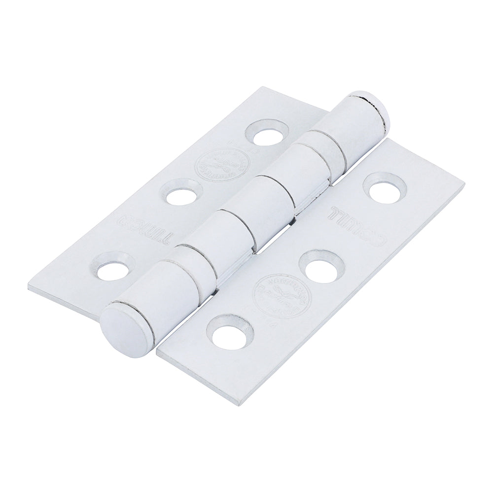 This is an image showing TIMCO Grade 7 Fire Door Hinges - Epoxy White - 76 x 50 x 2.0 - 2 Pieces Box available from T.H Wiggans Ironmongery in Kendal, quick delivery at discounted prices.