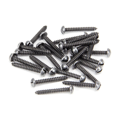 This is an image showing From The Anvil - Pewter 6 x 1" Round Head Screws (25) available from T.H Wiggans Architectural Ironmongery in Kendal, quick delivery and discounted prices