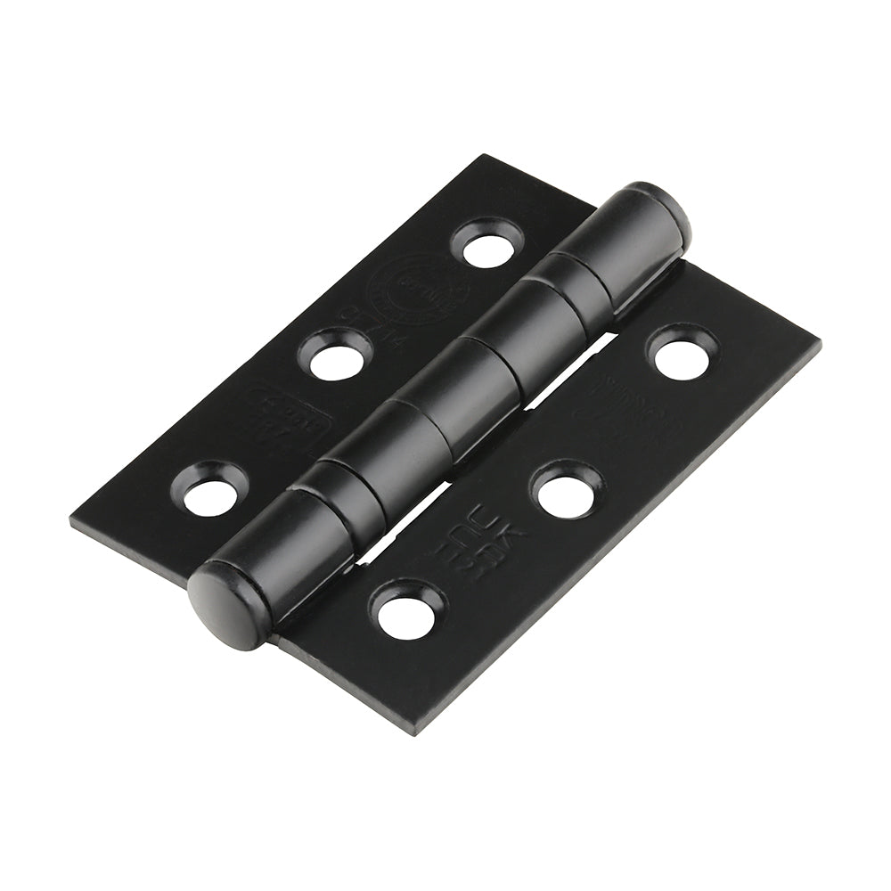 This is an image showing TIMCO Grade 7 Fire Door Hinges - Epoxy Black - 76 x 50 x 2.0 - 2 Pieces Box available from T.H Wiggans Ironmongery in Kendal, quick delivery at discounted prices.