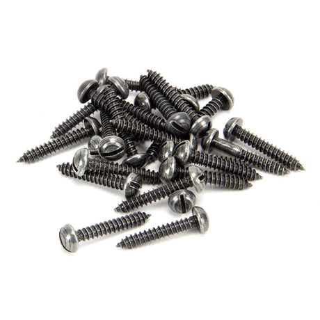 This is an image showing From The Anvil - Pewter 8 x 1" Round Head Screws (25) available from T.H Wiggans Architectural Ironmongery in Kendal, quick delivery and discounted prices
