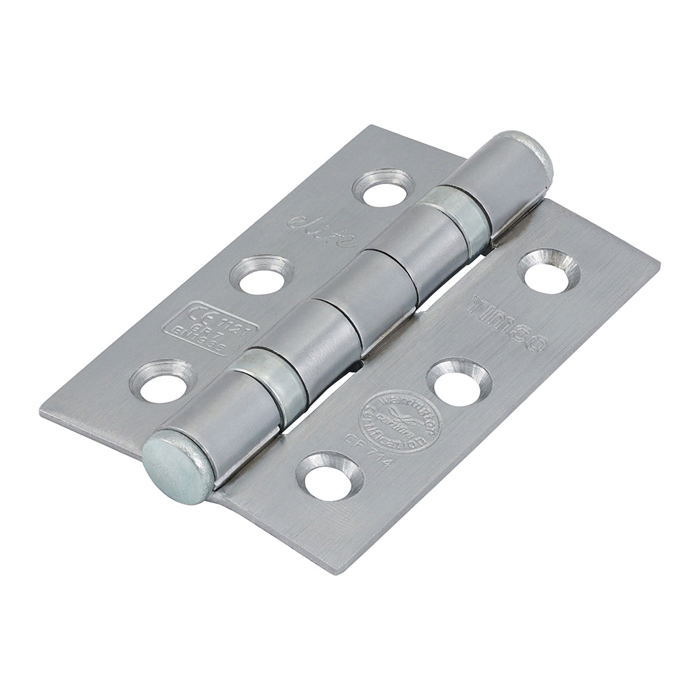This is an image showing TIMCO Grade 7 Ball Bearing Fire Door Hinges - Satin Chrome - 76 x 50 x 2.0 - 2 Pieces TIMpac available from T.H Wiggans Ironmongery in Kendal, quick delivery at discounted prices.