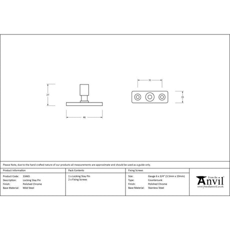 This is an image showing From The Anvil - Polished Chrome Locking Stay Pin available from T.H Wiggans Architectural Ironmongery in Kendal, quick delivery and discounted prices