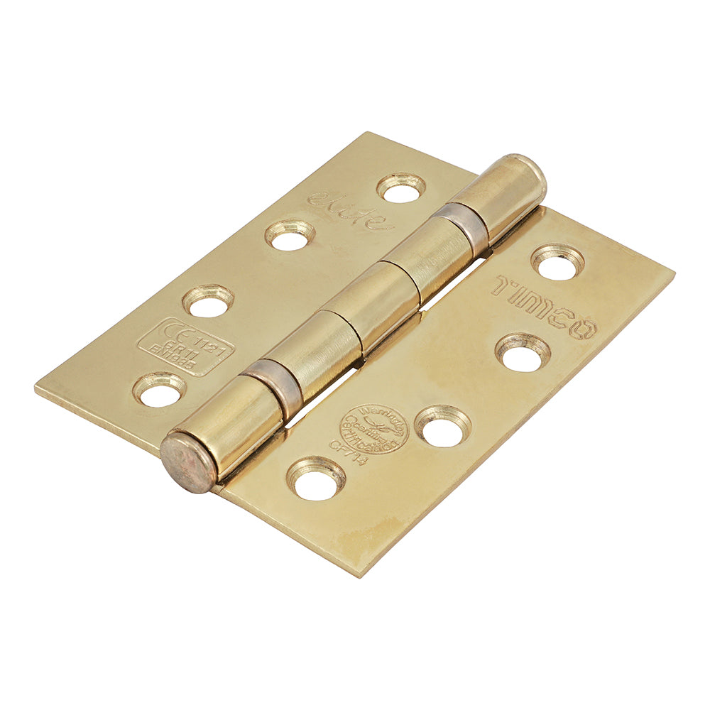 This is an image showing TIMCO Grade 11 Ball Bearing Fire Door Hinges - Electro Brass - 101 x 76 x 2.6 - 2 Pieces TIMbag available from T.H Wiggans Ironmongery in Kendal, quick delivery at discounted prices.