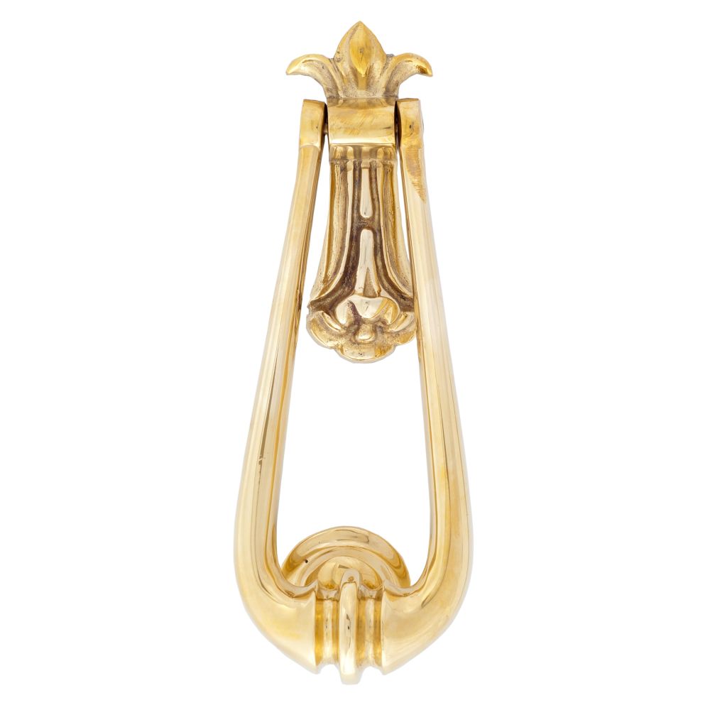This is an image showing From The Anvil - Polished Brass Loop Door Knocker available from trade door handles, quick delivery and discounted prices
