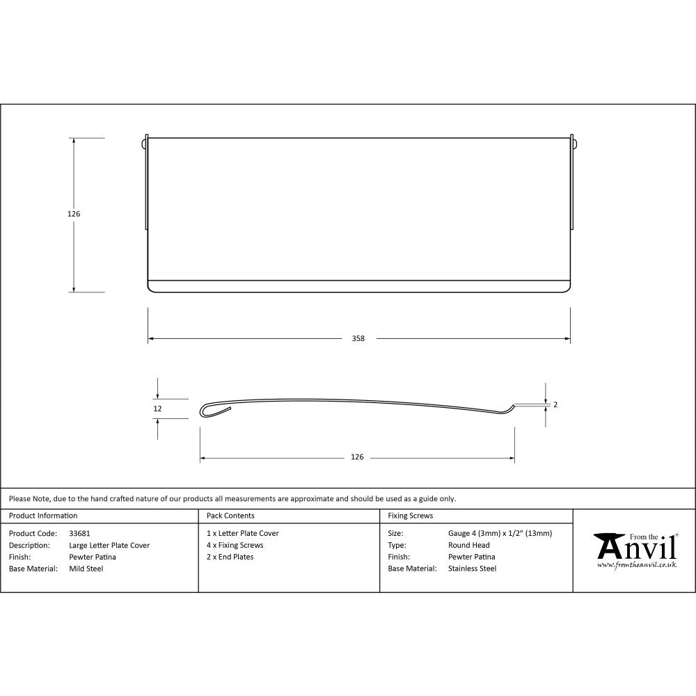 This is an image showing From The Anvil - Pewter Large Letter Plate Cover available from trade door handles, quick delivery and discounted prices