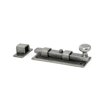 This is an image showing From The Anvil - Pewter 4" Straight Knob Bolt available from T.H Wiggans Architectural Ironmongery in Kendal, quick delivery and discounted prices