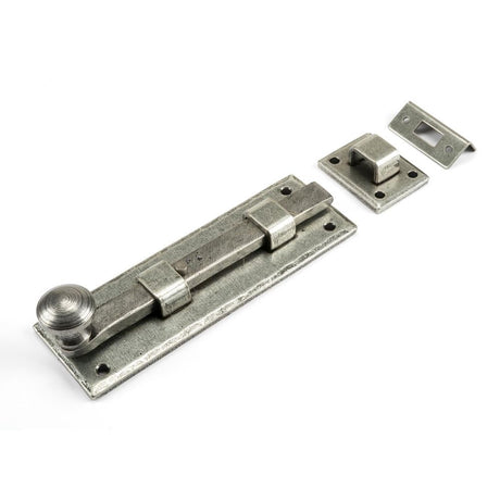 This is an image showing From The Anvil - Pewter 6" Straight Knob Bolt available from T.H Wiggans Architectural Ironmongery in Kendal, quick delivery and discounted prices