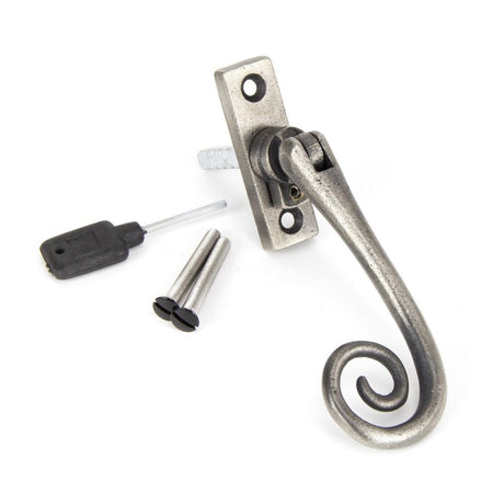 This is an image showing From The Anvil - Antique Pewter Slim Monkeytail Espag - LH available from T.H Wiggans Architectural Ironmongery in Kendal, quick delivery and discounted prices