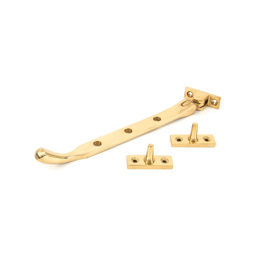 This is an image showing From The Anvil - Polished Brass 8" Peardrop Stay available from T.H Wiggans Architectural Ironmongery in Kendal, quick delivery and discounted prices
