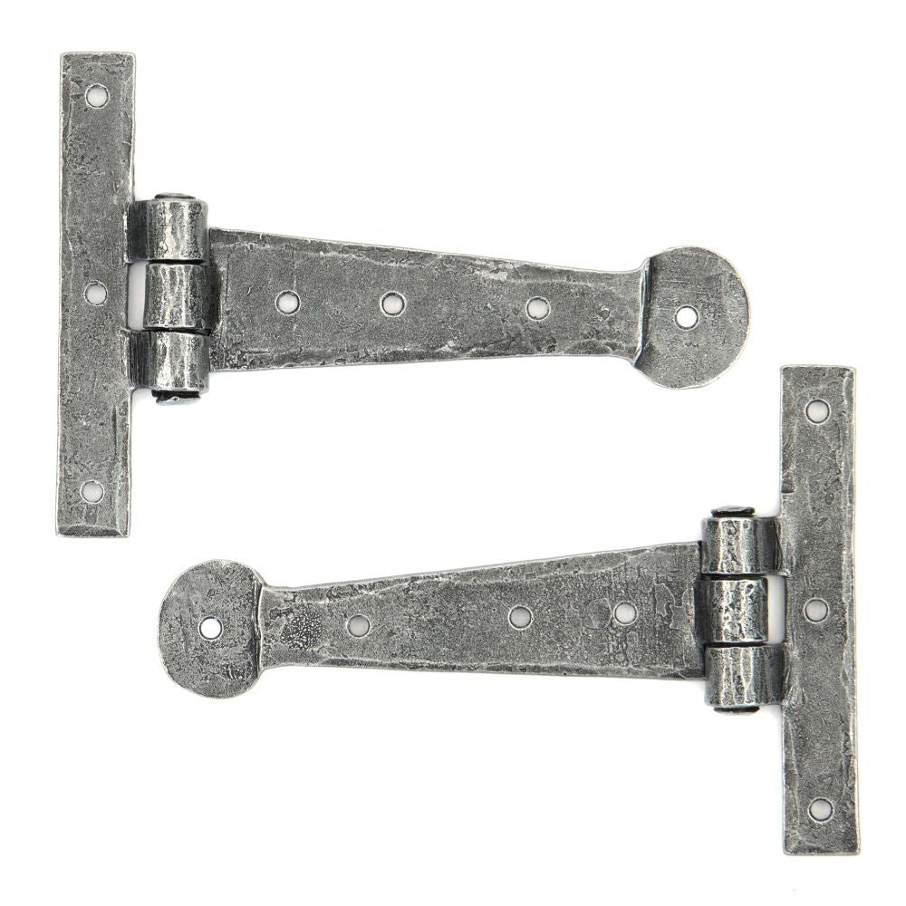 This is an image showing From The Anvil - Pewter 6" Penny End T Hinge (pair) available from T.H Wiggans Architectural Ironmongery, quick delivery and discounted prices