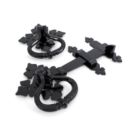 This is an image of From The Anvil - Black Shakespeare Latch Set available to order from T.H Wiggans Architectural Ironmongery in Kendal, quick delivery and discounted prices.