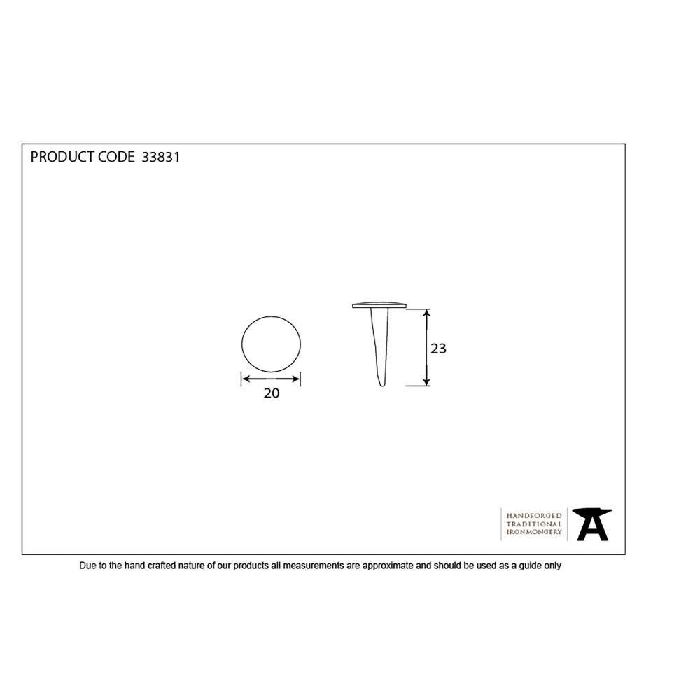 This is an image showing From The Anvil - Black 1" Handmade Nail (20mm HD DIA) available from trade door handles, quick delivery and discounted prices
