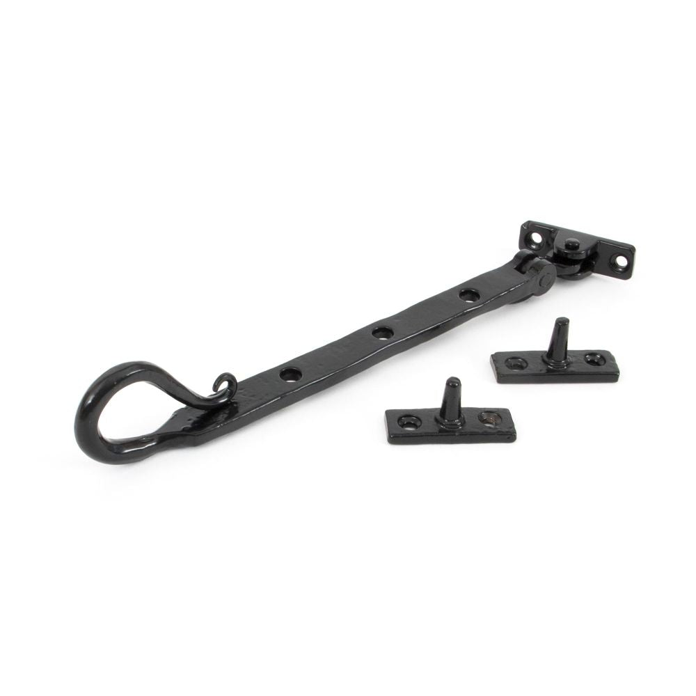 This is an image showing From The Anvil - Black 8" Shepherd's Crook Stay available from T.H Wiggans Architectural Ironmongery in Kendal, quick delivery and discounted prices