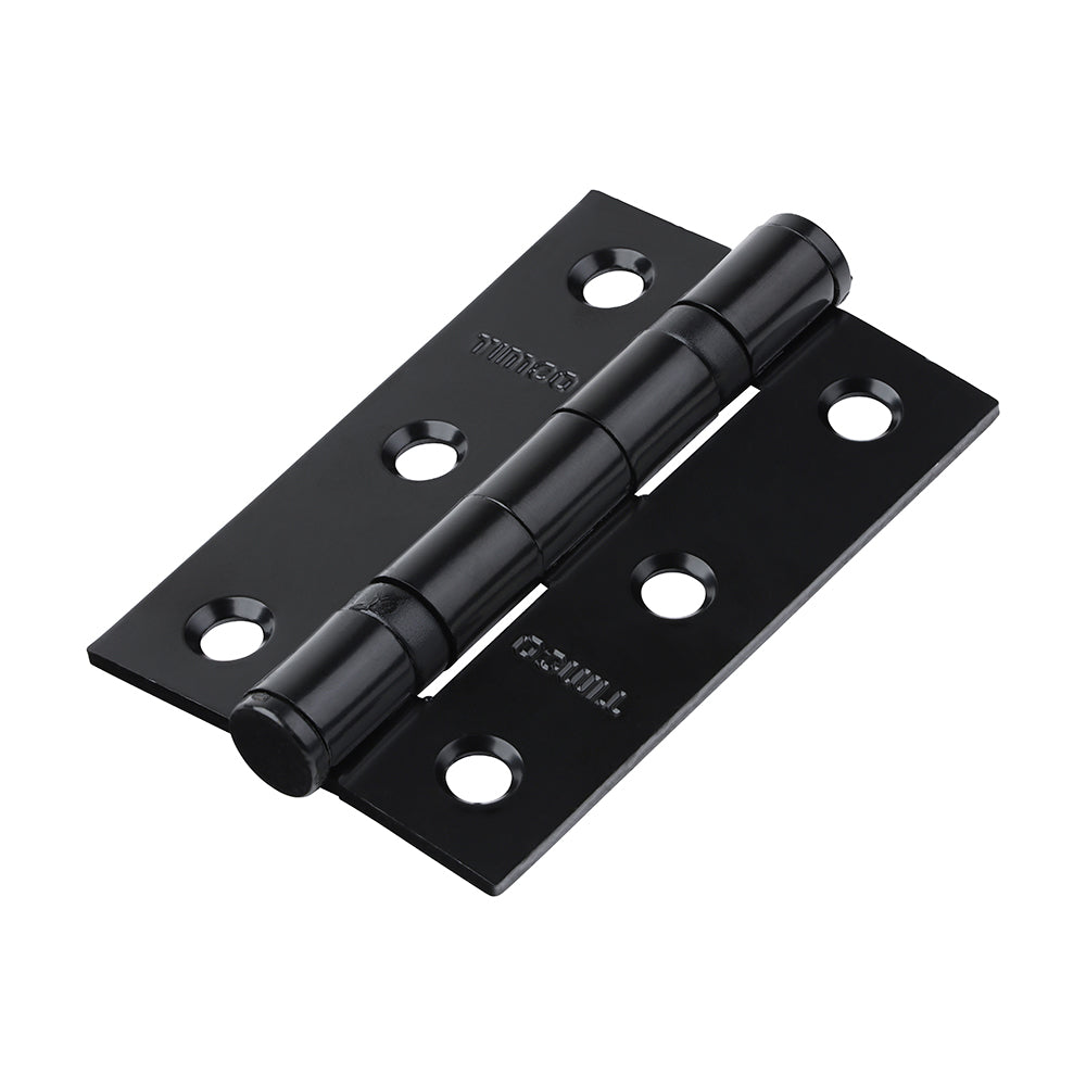 This is an image showing TIMCO Twin Ball Bearing Hinges - Steel - Black - 76 x 51 - 2 Pieces Box available from T.H Wiggans Ironmongery in Kendal, quick delivery at discounted prices.