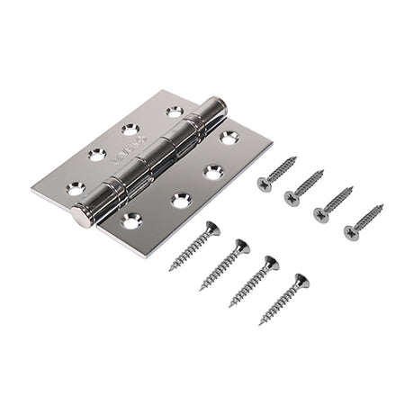 This is an image showing TIMCO  Twin Ball Bearing Hinges - Steel - Polished Chrome - 102 x 76 - 2 Pieces Box available from T.H Wiggans Ironmongery in Kendal, quick delivery at discounted prices.