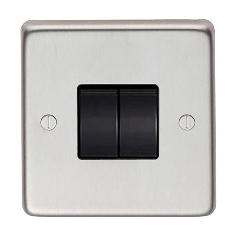 This is an image showing From The Anvil - BN Double 10 Amp Switch available from T.H Wiggans Architectural Ironmongery in Kendal, quick delivery and discounted prices