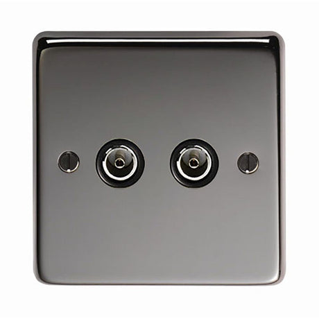 This is an image showing From The Anvil - BN Double TV Socket available from T.H Wiggans Architectural Ironmongery in Kendal, quick delivery and discounted prices