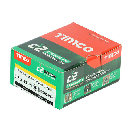 This is an image showing TIMCO C2 Strong-Fix - PZ - Double Countersunk - Twin-Cut - Yellow - 3.5 x 25 - 200 Pieces Box available from T.H Wiggans Ironmongery in Kendal, quick delivery at discounted prices.