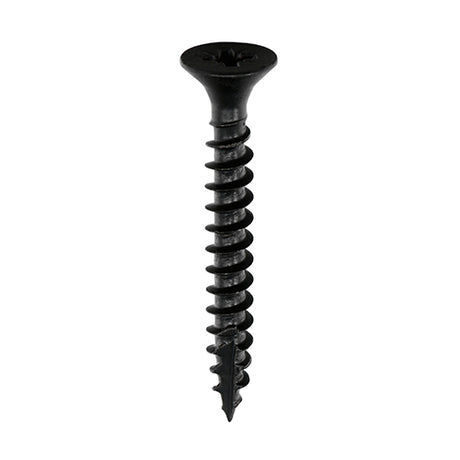 This is an image showing TIMCO Classic Multi-Purpose Screws - PZ - Double Countersunk - Exterior - Black Organic - 3.5 x 25 - 200 Pieces Box available from T.H Wiggans Ironmongery in Kendal, quick delivery at discounted prices.