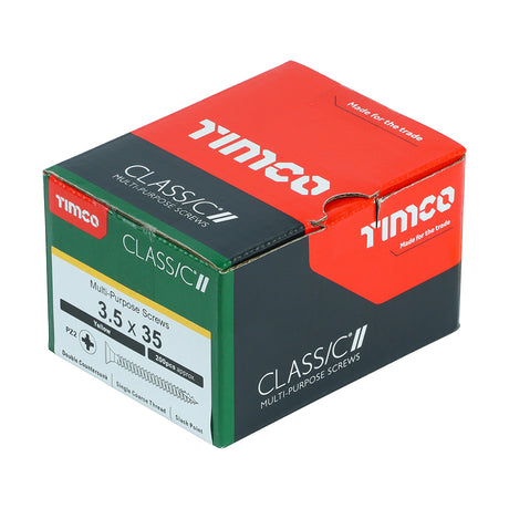 This is an image showing TIMCO Classic Multi-Purpose Screws - PZ - Double Countersunk - Yellow - 3.5 x 35 - 200 Pieces Box available from T.H Wiggans Ironmongery in Kendal, quick delivery at discounted prices.