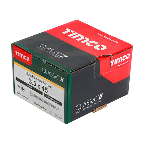 This is an image showing TIMCO Classic Multi-Purpose Screws - PZ - Double Countersunk - Yellow - 3.5 x 45 - 200 Pieces Box available from T.H Wiggans Ironmongery in Kendal, quick delivery at discounted prices.